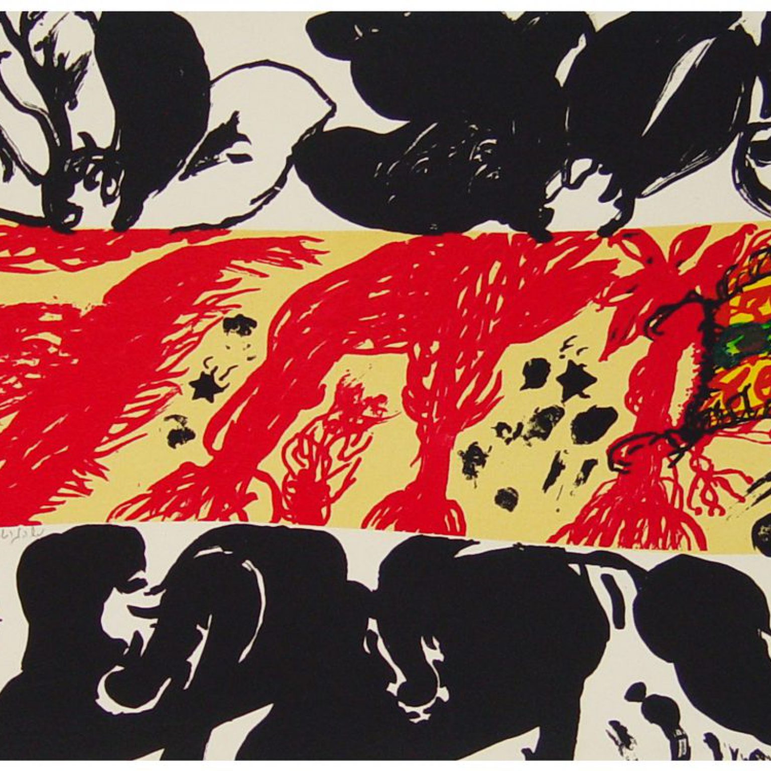 Moshe Gershuni,  Untitled (The Time of Jacob's Trouble but He Shall be Saved out of it) (1984), screenprint, 30.5 x 75 cm